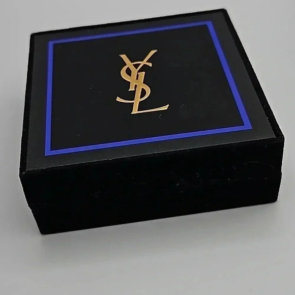 Yves Saint Laurent Gold Tone and Blue Tie Bar New in Box with Tags - Picture 5 of 6